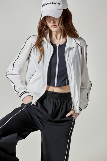 涼感機能鑲色邊夾克外套