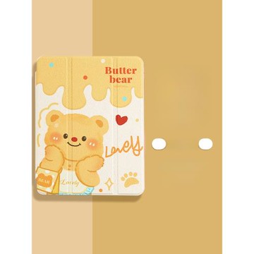 適用ipadPro保護套ipad11保護殼ipadair7旋轉新款蘋果mini6平板7黃油小熊11寸第10九代帶筆槽4硅膠3透明2防彎