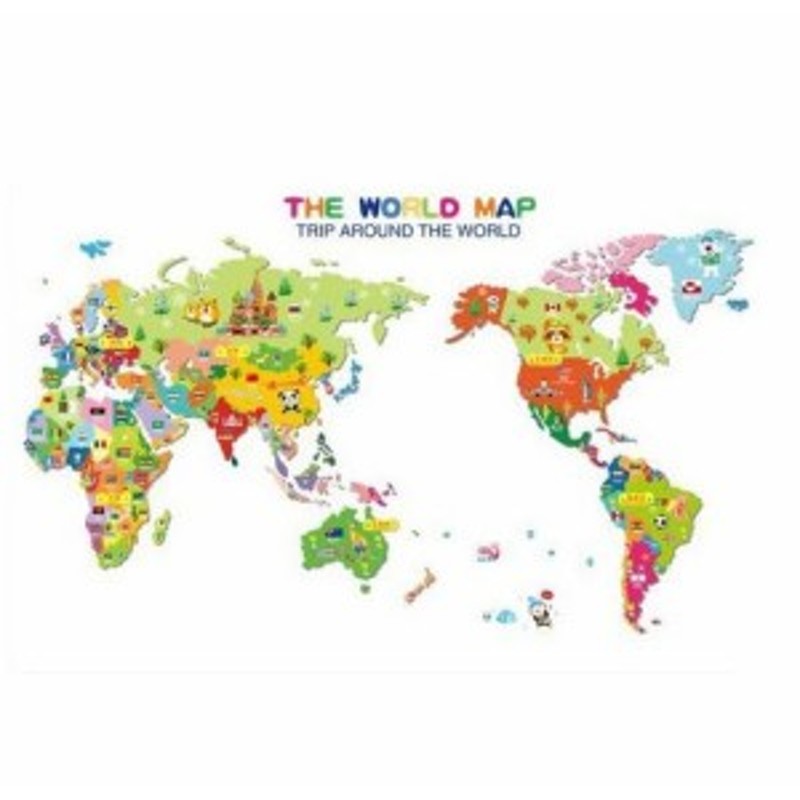 ウォールステッカー 動物 世界地図 壁シール カラーワールドマップ 気球 アジア かわいい パンダ 白熊 リムーバブル インテリアシール 通販 Lineポイント最大5 0 Get Lineショッピング