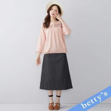betty’s貝蒂思　後腰鬆緊飾釦牛仔長裙(黑色)