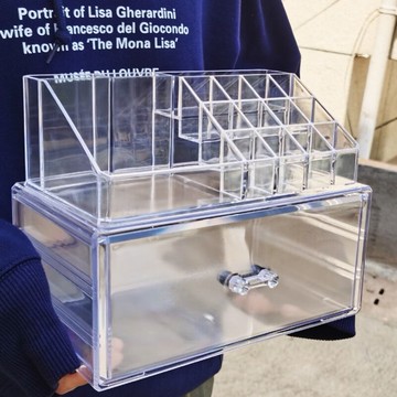 抽拉式收納盒放口紅的護膚品盒防塵有蓋桌面雜物飾品盒高級置物架