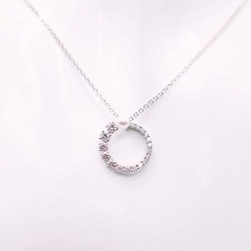 SWAROVSKI 施華洛世奇 Matrix 水晶珍珠 圓環 項鏈 鍍白金色