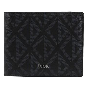 Christian Dior Rider CD Diamond 幾何花紋皮革八卡短夾.黑