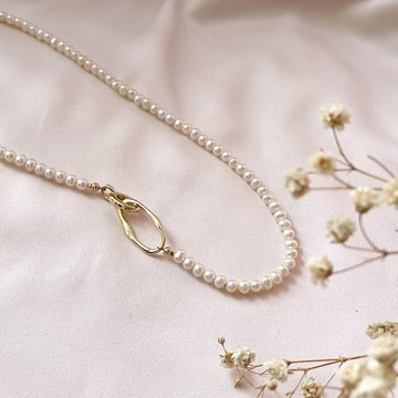 約定雙環天然小珍珠頸項鍊