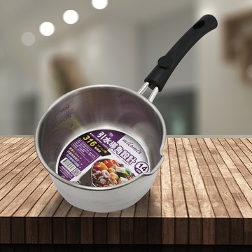 316不鏽鋼引水導角雪平牛奶鍋-14cm