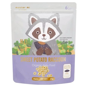 master mi 米大師 有機寶寶蔬菜餅  地瓜浣熊  25g  1包