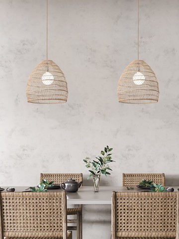 日式侘寂風復古餐廳吊燈鳥籠燈具田園農家樂民宿榻榻米竹藝藤條燈