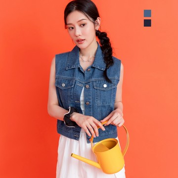 【追加到貨】niceioi 俐落酷感翻領牛仔背心外套