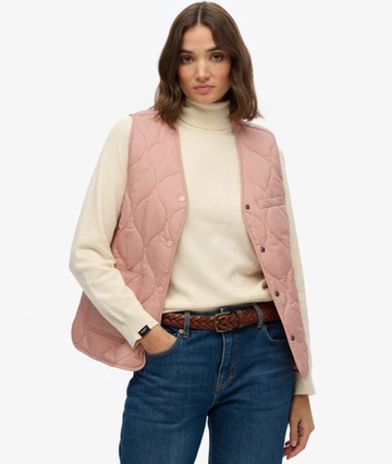 Superdry Women's Quilted Lite Liner Gilet Pink Size: 6