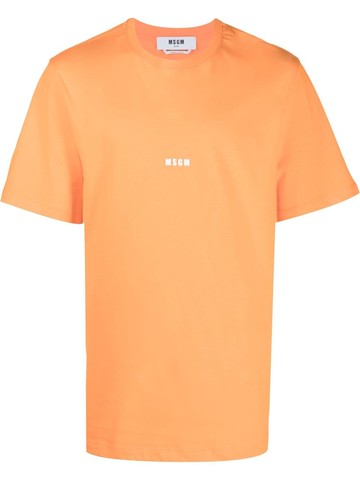 MSGM - logo print T-shirt - men - Cotton - XL - Orange