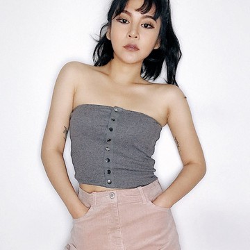 FINDSENSE G6 韓國時尚 單排扣抹胸上衣女修身彈力短款胸衣一字肩裹胸