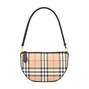 [平輸版]BURBERRY新款Vintage格紋Olympia帆布翻蓋斜背包(卡其)真品平輸