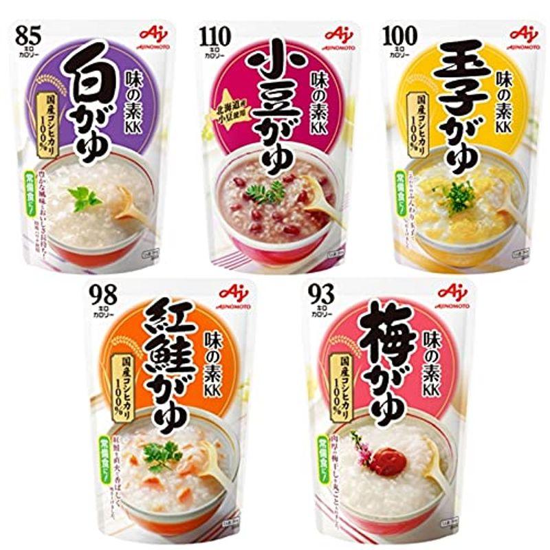 味の素KK おかゆ 白がゆ250g、玉子がゆ250g、小豆がゆ250g、梅がゆ250g、紅鮭がゆ250g 5種アソート 各1個セット