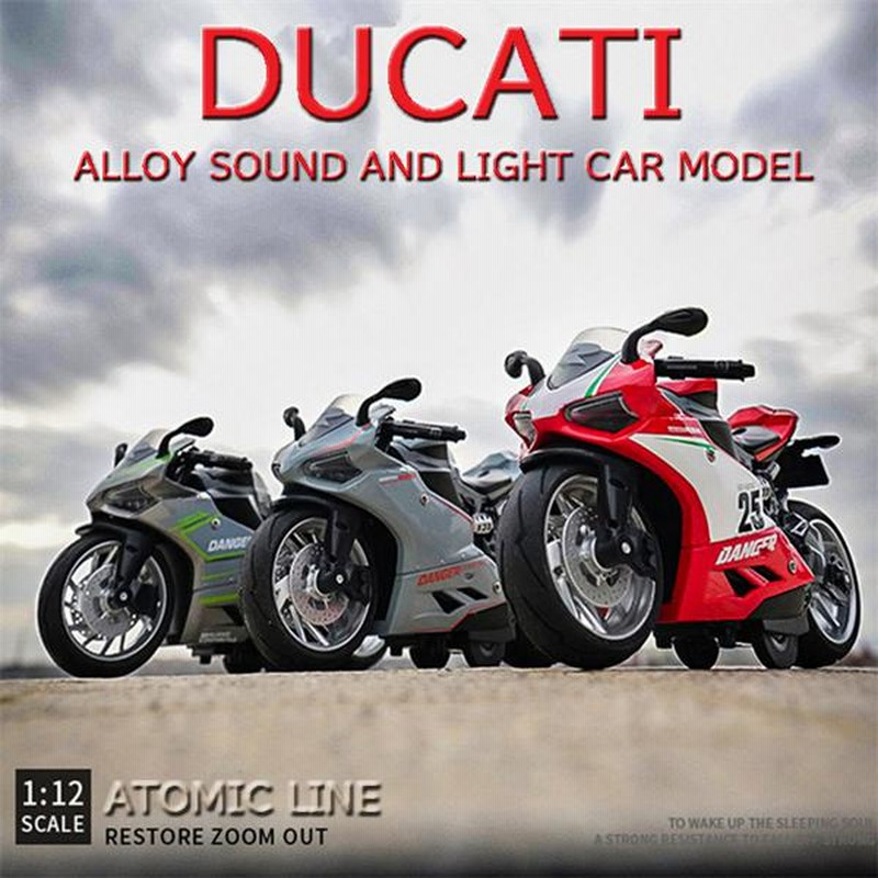 完成品 2色選択 バイク 1/12スケール ドゥカティ ミニカー DUCATI V4S 合金 ミニチュア オートバイ 可動 レッド サウンド ライト G981