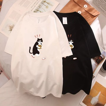 【董小姐】100%純棉短袖 顯瘦上衣 夏天美式休閒衣服女 學生黨上衣 可愛風衣服 純棉衣服 t恤 休閒上衣 復古上衣