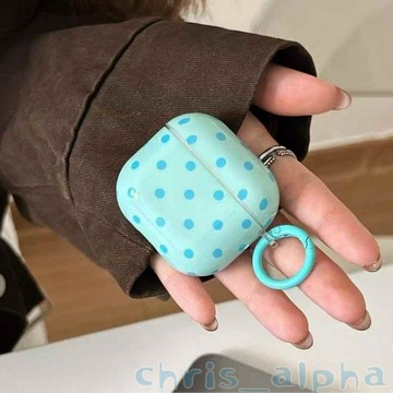 ins風 小眾簡約 藍綠波點 適用AirpodsPro3耳機殼 4代保護套 Pro2蘋果藍牙耳機套 1/2/3代防摔殼