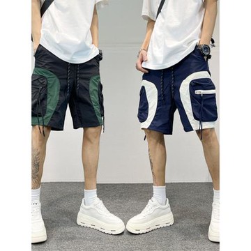 短褲男2025夏季薄款痞帥多口袋工裝五分褲潮流美式休閑彩色沙灘褲