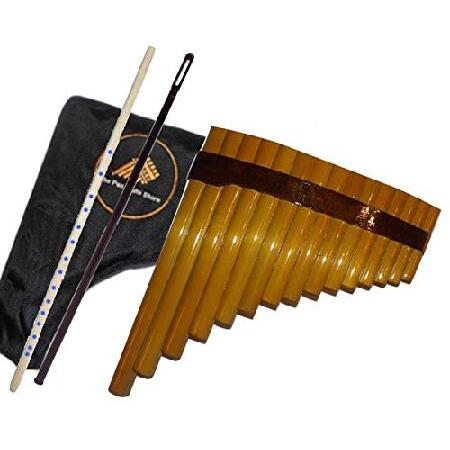 Premium Student Pan Flute Set: Bamboo Pan Flute   Tuning Stick   Case ＆ Cleaning rod