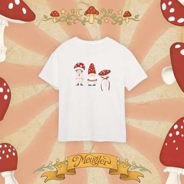 Meugler牛稠島童話劇場 手繪紅蘑菇印花蝴蝶結百搭白色短袖T恤