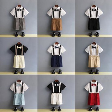 男童背帶褲套裝英倫中小童幼兒園西服演出表演西裝主持人禮服花童