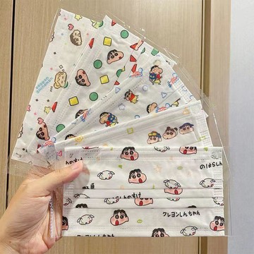 ✨臺灣出貨✨蠟筆小新一次性三層防護口罩ins高顏值成人口罩女可愛卡通學院風
