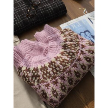 毛衣女冬季超好看粉色復古高級感寬松可外穿小個子內搭打底衫上衣