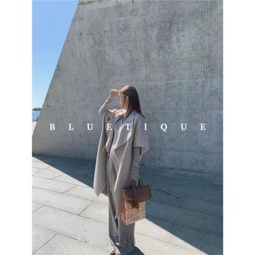 BLUETIQUE「大女主」長毛羊絨蠶絲雙面手工毛呢斗篷