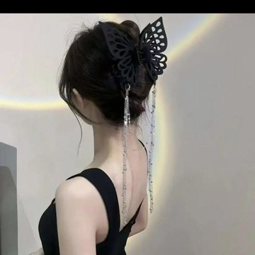 🎀免運🎀新品氣質古風大蝴蝶結鏤空長流蘇素款大抓夾時尚網紅頭飾髮飾抓夾髮圈束髮繩 頭飾 皮筋 髮飾 橡皮筋 綁頭髮頭飾