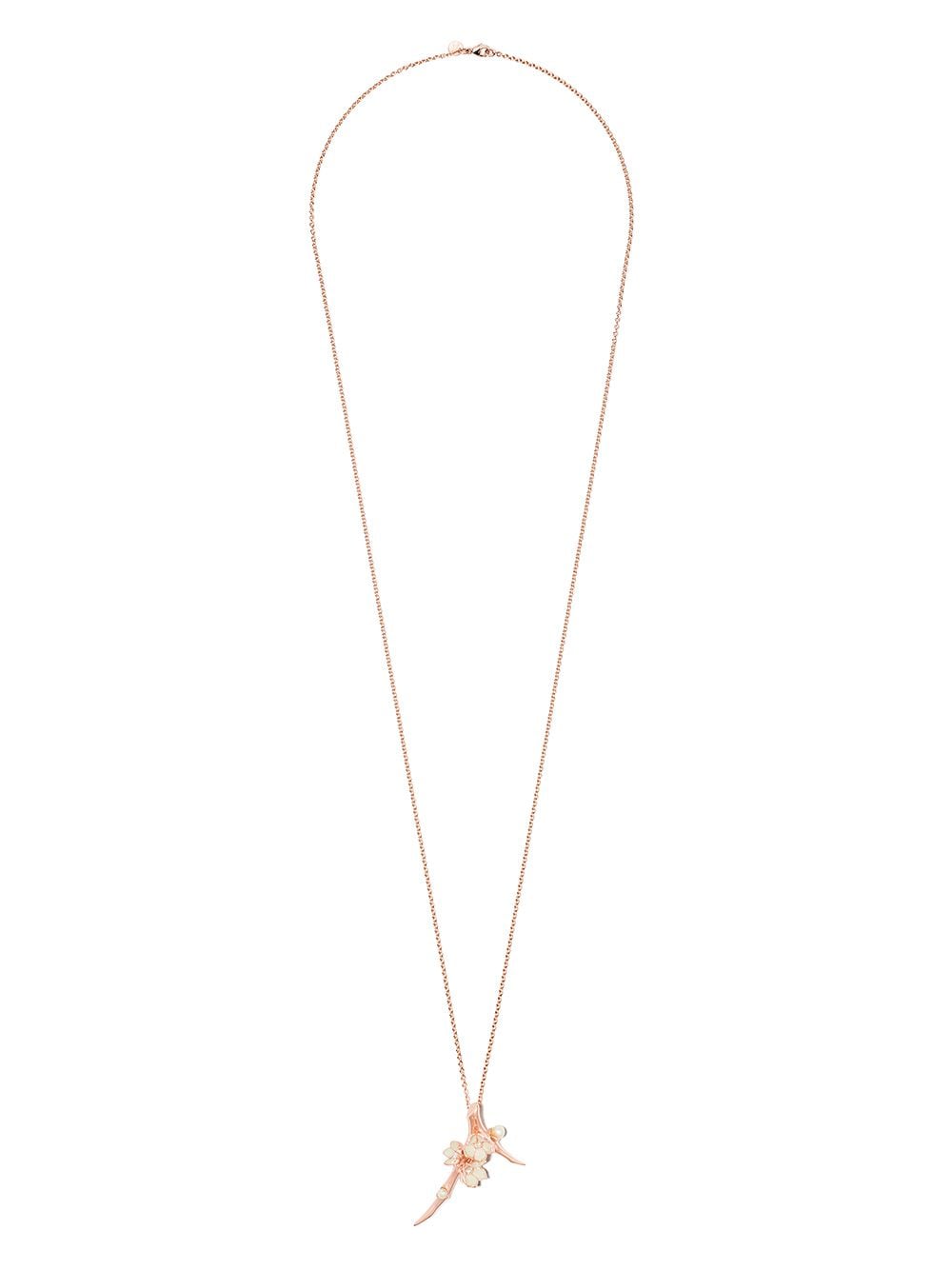 Shaun Leane - Cherry Blossom diamond and pearl flower pendant necklace - women - 18kt Rose Gold Vermeil/Diamond/Enamel/Freshwater Pearl - One Size -