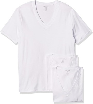 Nautica 男棉質經典V领T恤3件裝