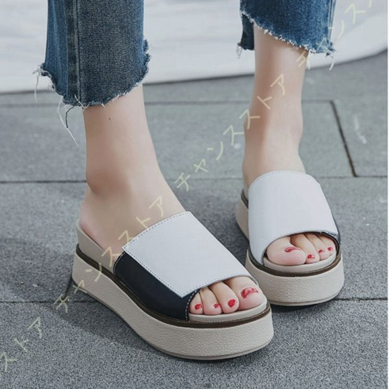 厚底サンダル レディース ウェッジソール ウエッジ 歩きやすい サボ サンダル かわいい 軽い オフィス スリッパ ミュール カラーマッチング ガールズ 厚底 黒 通販 Lineポイント最大0 5 Get Lineショッピング