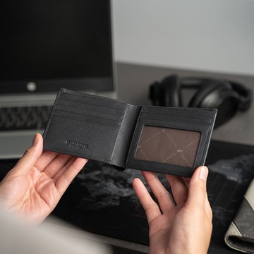 【BRAUN BUFFEL 德國小金牛】台灣總代理 尚恩A 5卡透明窗皮夾 (網路限定)-黑色/BF354-316-BK