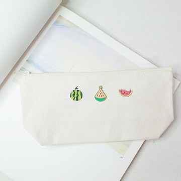 西瓜 手刺繡台灣製純棉帆布袋 筆袋