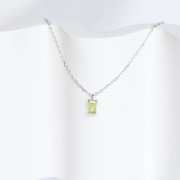 橄欖石925純銀長方寶石項鍊