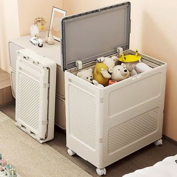 超大容量可折疊翻蓋防塵附輪收納櫃-附輪(玩具、運動用品、器材收納箱) 024463-01 防塵附輪收納櫃