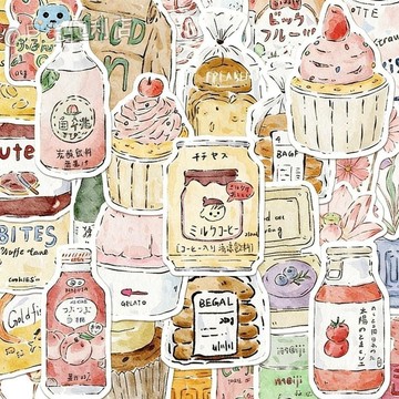 👩‍🎓學生好物👩‍🎓【超低價】297張可愛手繪食物主題貼紙日系ins風治癒系甜品水果貼