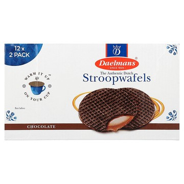 Daelmans, Stroopwafels, Chocolate, 12-2 Packs, 2.56 oz (72.5 g) Each