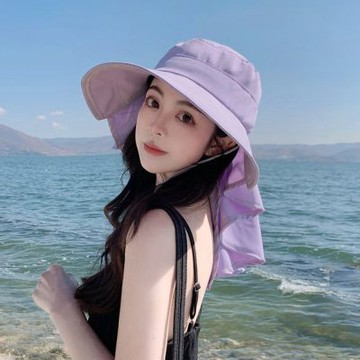 KT DADA 帶馬尾孔 遮陽帽 大帽檐 防曬帽 魔鬼氈黏貼 蝴蝶結 韓版帽子 披肩遮陽帽