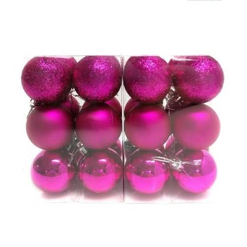 摩達客 聖誕電鍍球吊飾組 24入 單個商品球直徑: 50mm 霧面 亮面 亮粉球 混款  5cm  粉紫梅系  1組