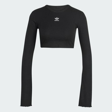 Adidas 愛迪達 Ess Long Sleeve KE1089 女 長袖上衣 休閒長袖 黑 亞版 短版