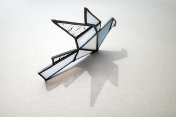 光摺小燈/玻璃夜燈/摺紙/鑲嵌玻璃/鳥