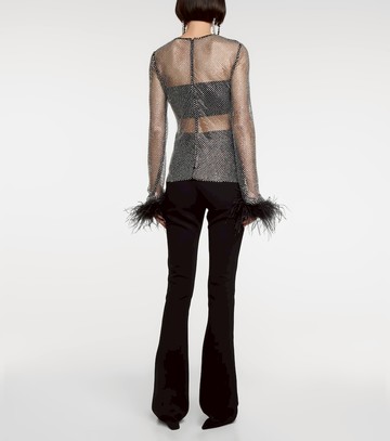Giuseppe di Morabito Embellished feather-trimmed net top