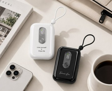【客製化鐫刻】質感自帶線行動電源|輕巧1萬mAh|台灣製造安全認證