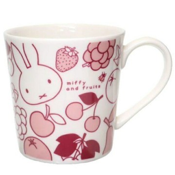 小禮堂 米飛兔 陶瓷馬克杯 350ml (白粉水果滿版款)