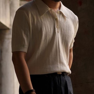 休閑百搭透氣Polo衫男士夏季商務翻領修身T恤新款純色保羅衫上衣