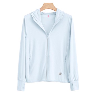 UPF50+冰絲涼感防曬連帽外套-淺藍色-女款