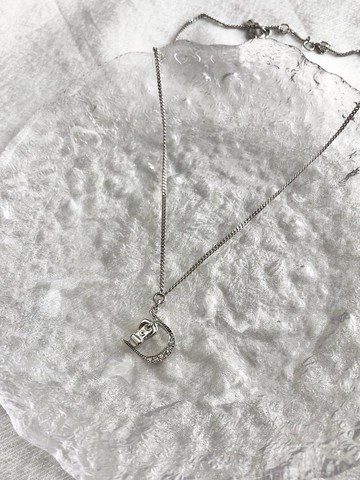 【日本直送 名牌中古包】Christian Dior 迪奧 項鍊 銀色 Logo 腰帶造型 vintage 8rs4i7