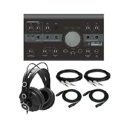 Mackie Big Knob Studio 3x2 Studio Monitor Controller 192kHz USB I O Interface Bundle with Closed-Back Studio Monitor Headphones, XLR Cables (2-Pack),