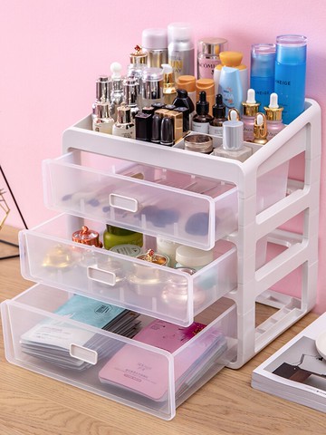 化妝品收納盒抽屜式桌面整理盒子梳妝臺護膚品口紅面膜置物架防塵