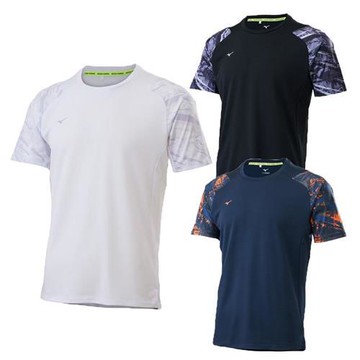 Mizuno 美津濃 防曬短袖上衣 男裝 排汗 白/黑/藍【運動世界】J2TAC50501/J2TAC50507/J2TAC50514